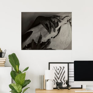 Affiche d'art de Georgia O'Keeffe Mains et Crâne d