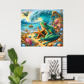 Affiche d'art de grenouille (Bureau à domicile)
