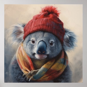 Affiche d'art de koala au chapeau rouge Custom Bea