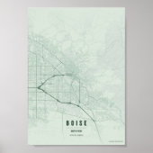 Affiche d'art de la carte de Boise dans les tons s (Devant)