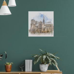 Affiche d'art de la cathédrale de Notre Dame Paris