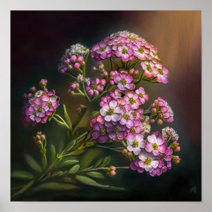 Affiche d'art de la fleur d'alyssum rose