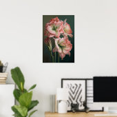 Affiche d'art de la fleur d'amaryllis rose (Bureau à domicile)
