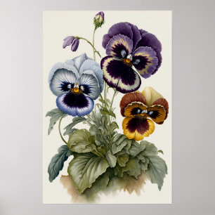 Affiche d'art de la fleur de pensée Pensées