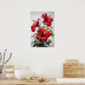 Affiche d'art de la fleur d'Hibiscus rouge (Cuisine)