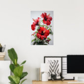 Affiche d'art de la fleur d'Hibiscus rouge (Bureau à domicile)