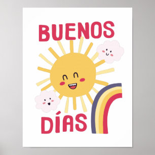 Affiche d'art de la nurserie Happy Sun en espagnol