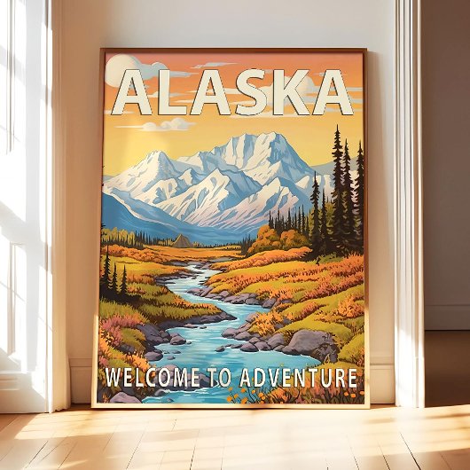 Affiche d'art de la scène de l'État d'Alaska, impr