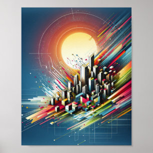 Affiche d'art de la skyline de la ville