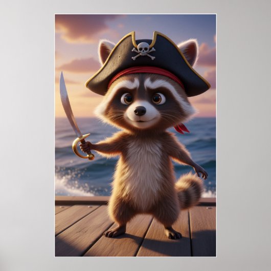 Affiche d'art de l'aventure du raton laveur pirate (Devant)