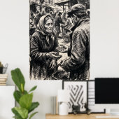 Affiche d'art de l'esprit d'échange du marché ance (Bureau à domicile)