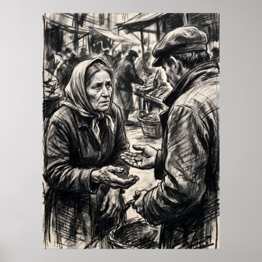 Affiche d'art de l'esprit d'échange du marché ance (Devant)