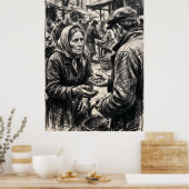Affiche d'art de l'esprit d'échange du marché ance (Cuisine)