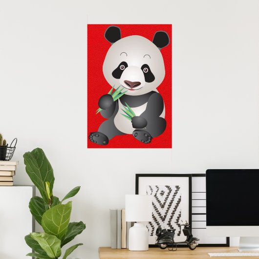 affiche d'art de l'ours de panda mignon (Bureau à domicile)