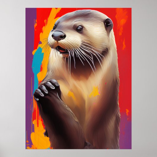 Affiche d'art de loutre priante - Impression perso (Devant)