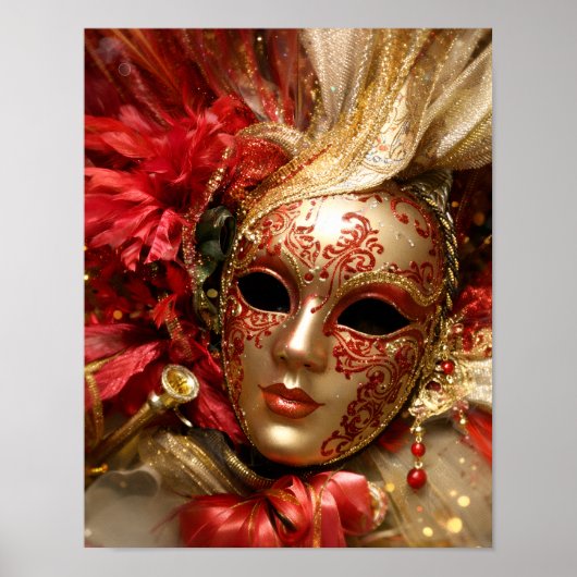 Affiche d'art de masques de masquerade vénitienne (Devant)