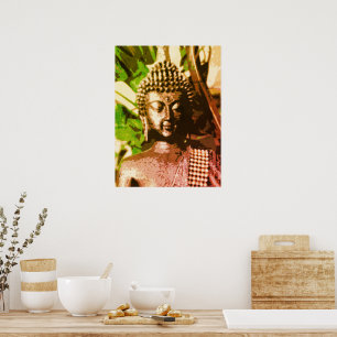 Affiche d'art de méditation Bouddha Bronze Doré –