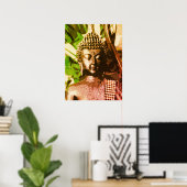 Affiche d'art de méditation Bouddha Bronze Doré – (Bureau à domicile)