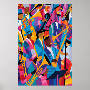 Affiche d'art de musiciens de jazz Matisse Colorée