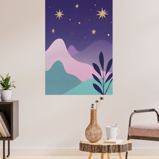 Affiche d'art de nuit de montagne céleste | Violet (Salon 3)