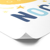 Affiche d'art de nurserie Lune et Étoiles Heureuse (Coin)