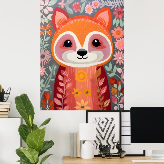 Affiche d'art de Panda Rouge Fantaisiste (Bureau à domicile)