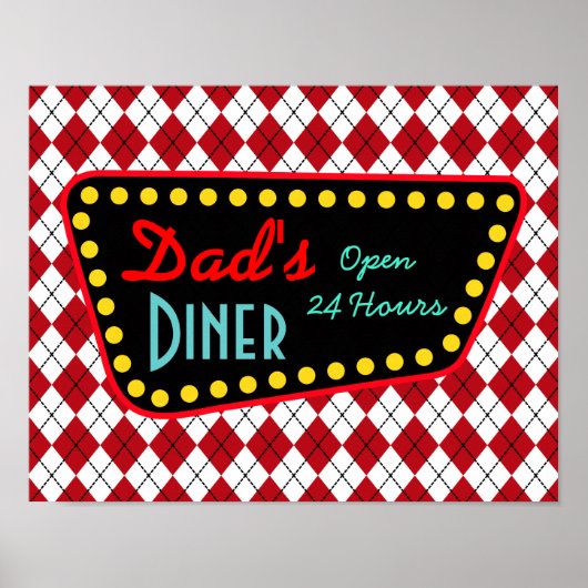 Affiche d'art de panneau de diner rétro pour papa  (Devant)