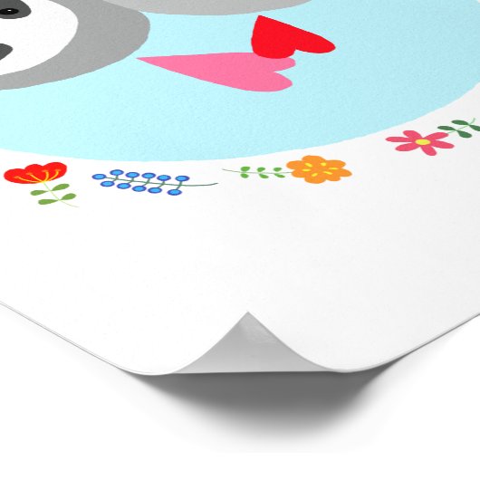 Affiche d'art de paresseux drôle heureux mignon im (Coin)