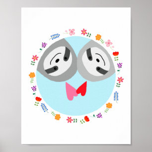 Affiche d'art de paresseux drôle heureux mignon im