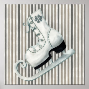 Affiche d'art de patin à glace de vacances festive