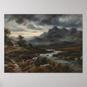 Affiche d'art de paysage à l'huile vintage lunatiq