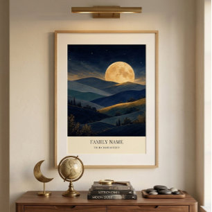 Affiche d'art de paysage de lune personnalisée