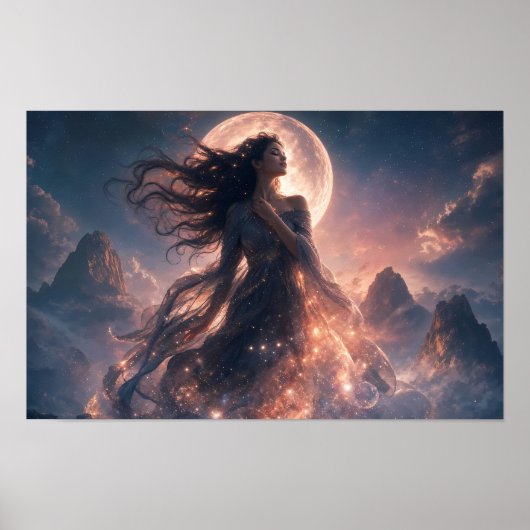 Affiche d'art de paysage de rêves célestes éclairé (Devant)