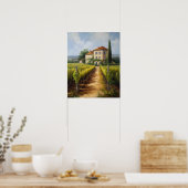 Affiche d'art de paysage de vignoble français (Cuisine)