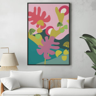 Affiche d'art de paysage moderne abstrait arbre ro