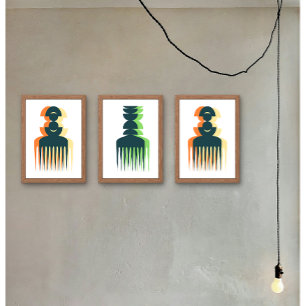 Affiche d'art de peigne afro