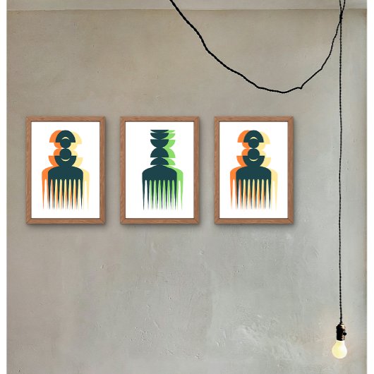 Affiche d'art de peigne afro