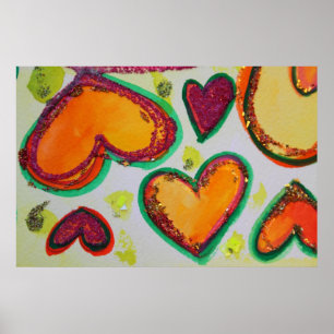 Affiche d'art de peinture Bliss Rose Coeur de Rire