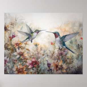 Affiche d'art de peinture de colibri