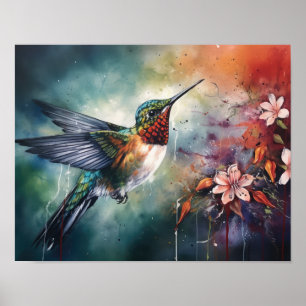 Affiche d'art de peinture de colibri