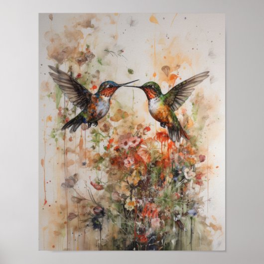 Affiche d'art de peinture de colibris (Devant)