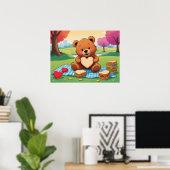 Affiche d'art de pique-nique de nounours en forme  (Bureau à domicile)