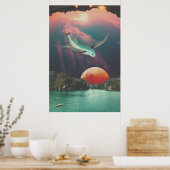 Affiche d'art de poisson volant psychédélique modi (Cuisine)