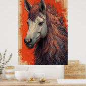 Affiche d'art de portrait de cheval majestueux | C (Cuisine)