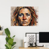 Affiche d'art de portrait de femme expressive (Bureau à domicile)