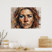 Affiche d'art de portrait de femme expressive (Cuisine)