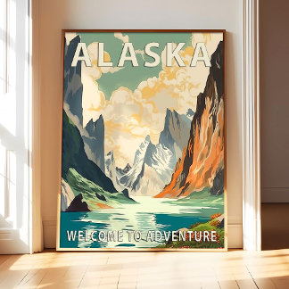 Affiche d'art de poster de paysage de l'Alaska, ca