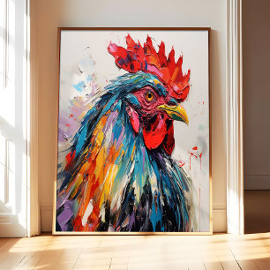 Affiche d'art de poulet abstrait, affiche d'art de
