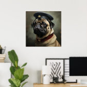 Affiche d'art de Pug Régent Officier personnalisé  (Bureau à domicile)