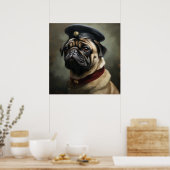 Affiche d'art de Pug Régent Officier personnalisé  (Cuisine)